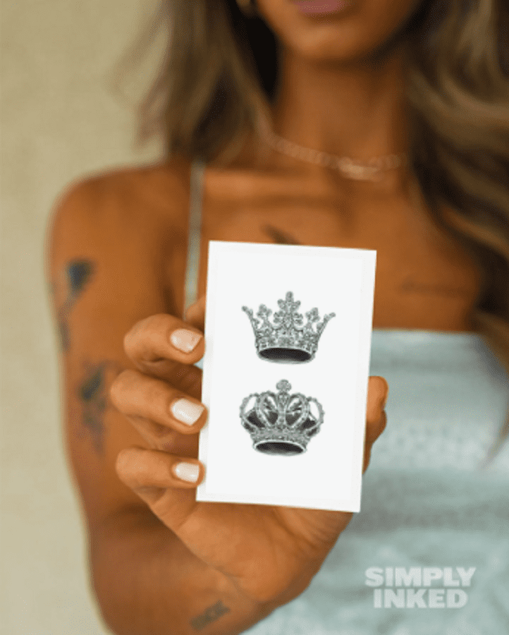 Her King His Queen Temporary Tattoo Crown Scepter Fake Tattoo Hand Chest  Neck | eBay