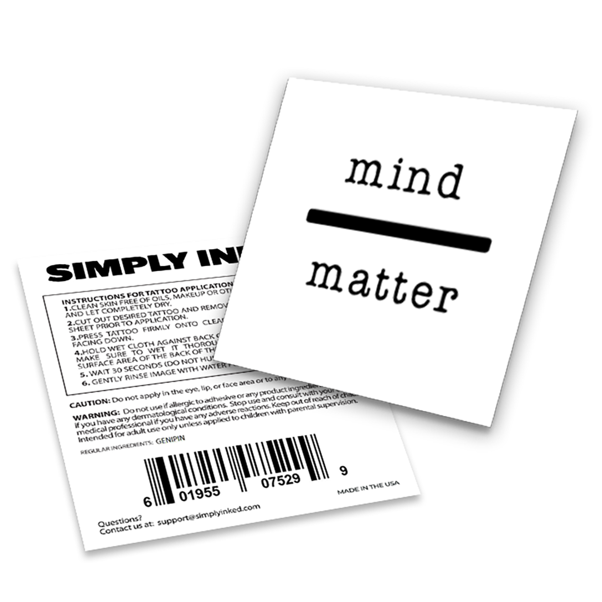 Mind matter Temporary Tattoos