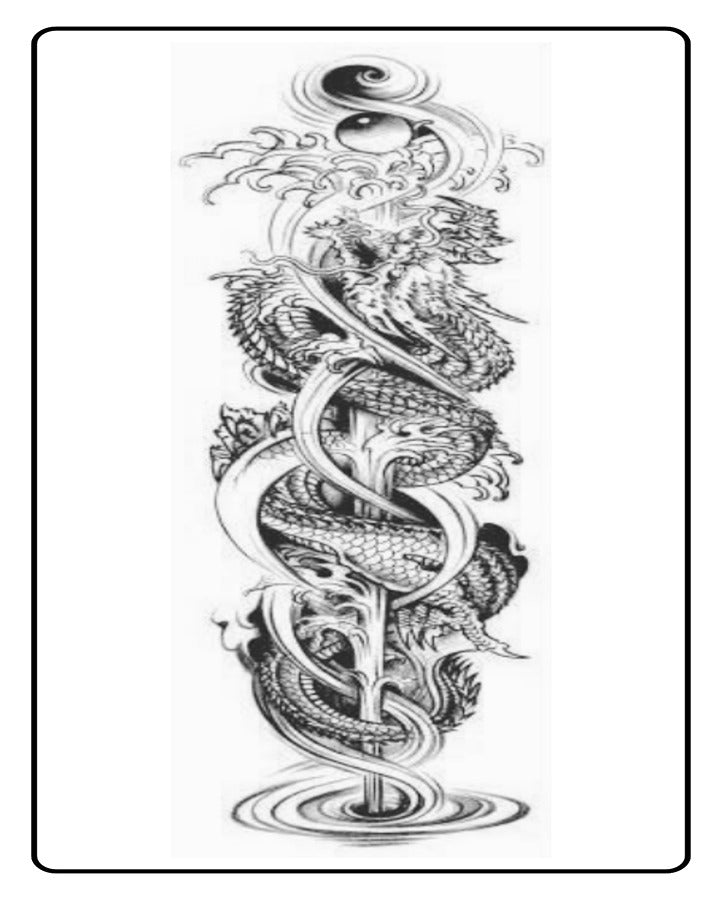 Swirling Dragon Full Sleeve Semi Permanent Tattoo