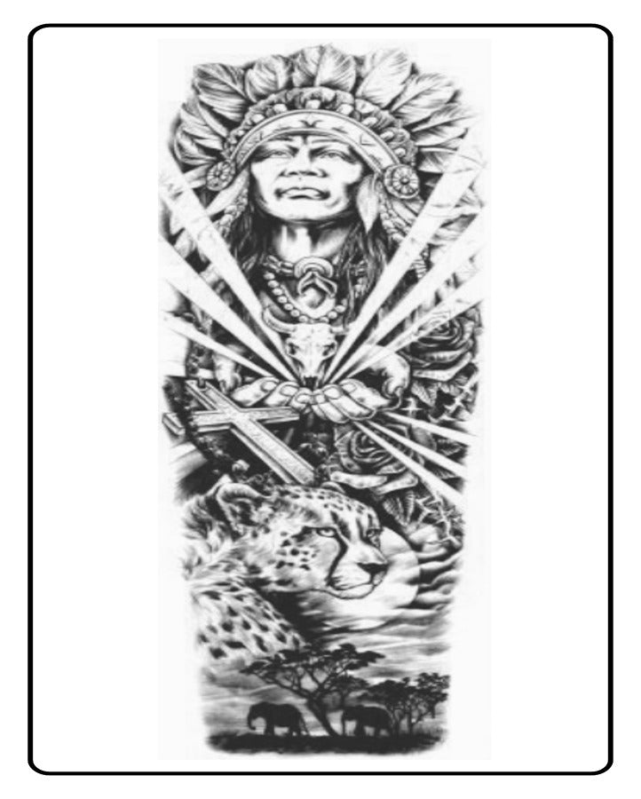 Red Indian Full Sleeve Semi Permanent Tattoo