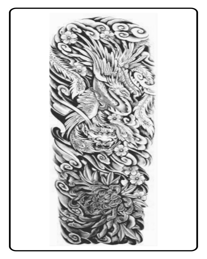 Dragon Waves Full Sleeve Semi Permanent Tattoo