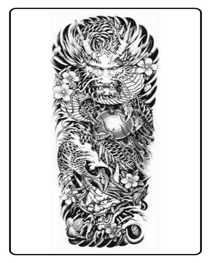 Floral Dragon & Demon Full Sleeve Semi Permanent Tattoo