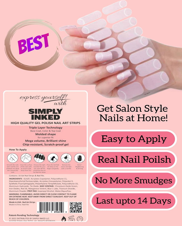 Blush Pink Nail Art Strips Combo Pack of 5
