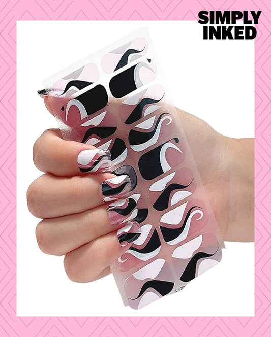 Black & White Overlay Nail Art Strips