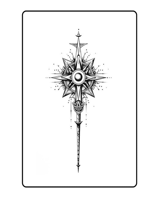 Compass Sword Semi Permanent Tattoo