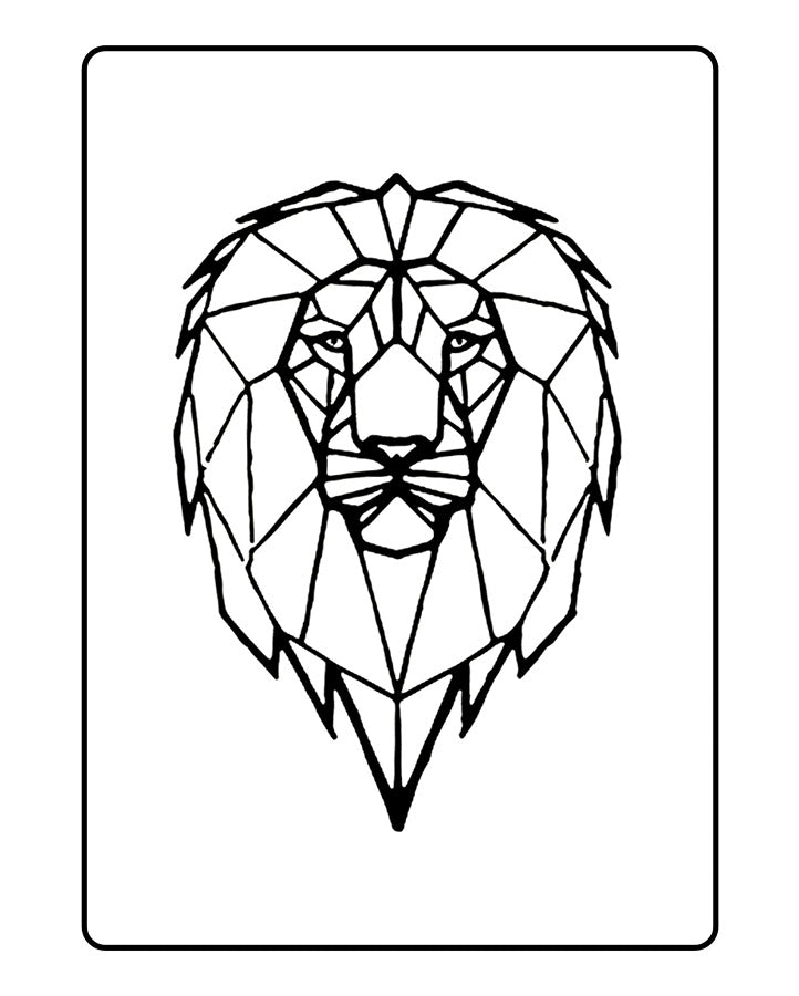 Geometric Lion Temporary Tattoo