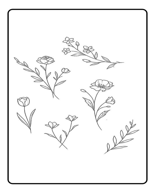 Minimalist Flower Temporary Tattoo Bundle