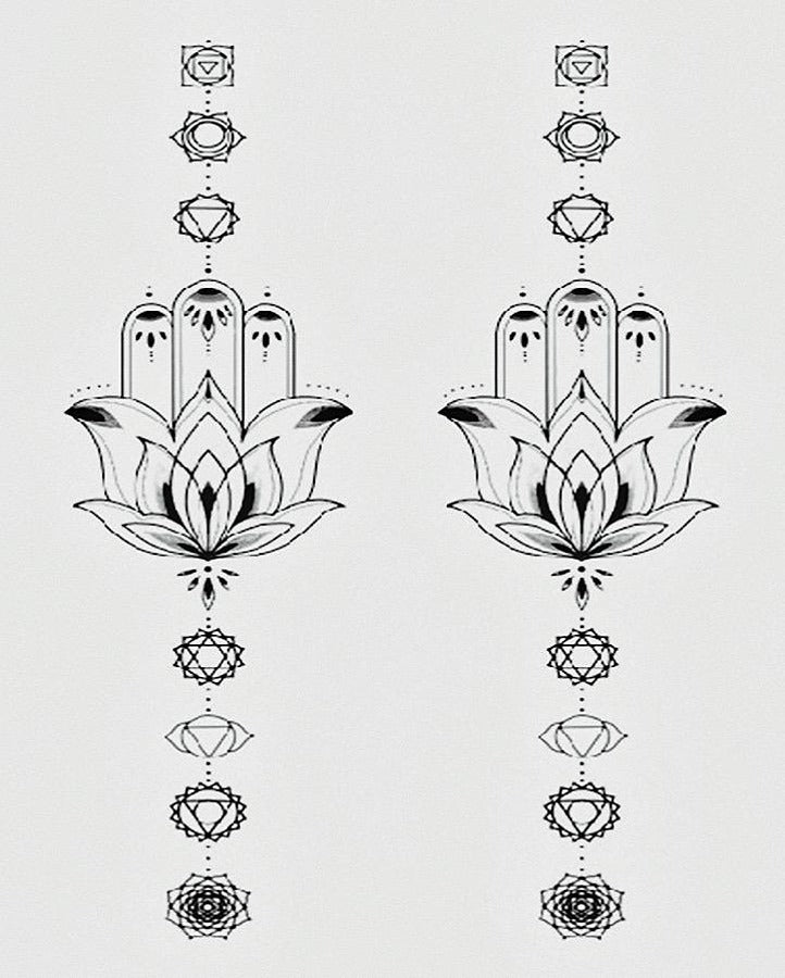 Hamsa Lotus Semi Permanent Tattoo – Simply Inked