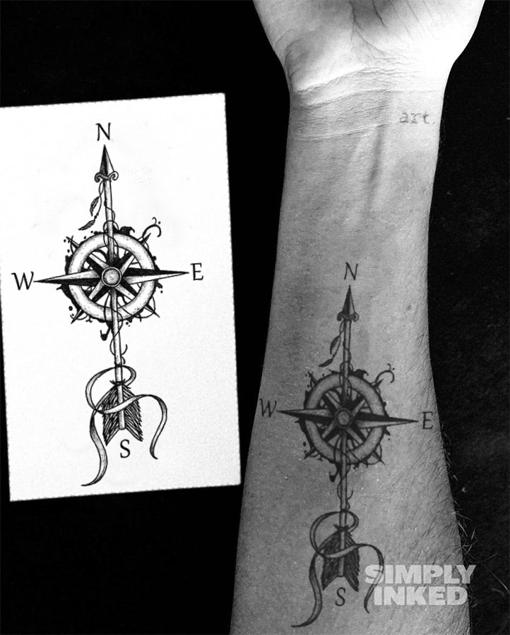 Compass Semi Permanent Tattoo