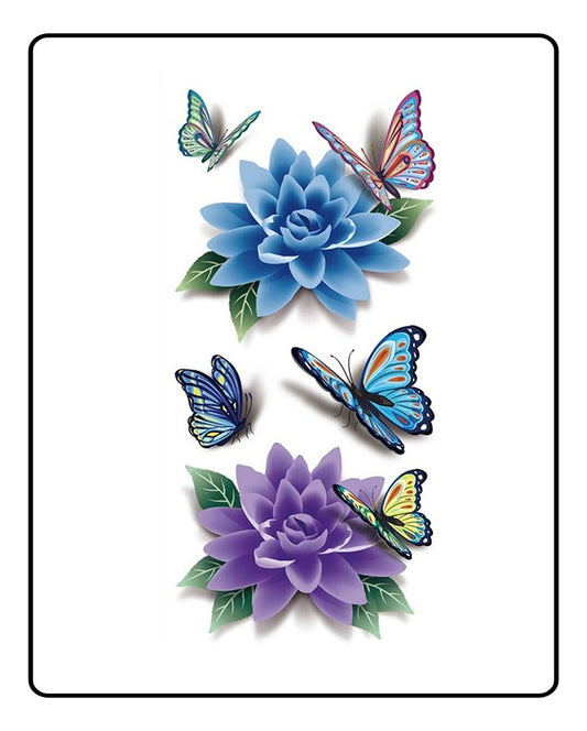 3D Flower & Butterfly Temporary Tattoo Bundle