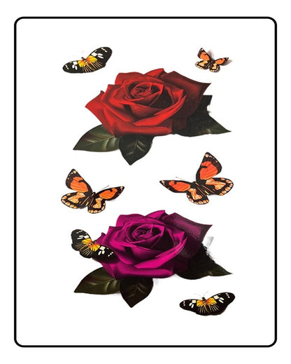 3D Rose & Butterfly Temporary Tattoo Bundle