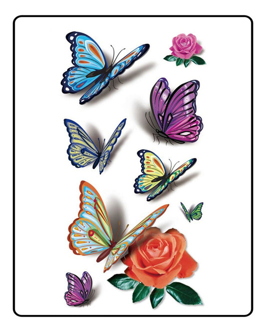 3D Butterfly & Roses Temporary Tattoo Bundle