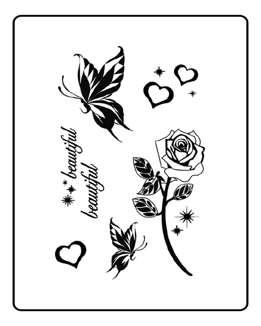 Beautiful Rose & Butterfly Semi-Permanent Tattoo Bundle