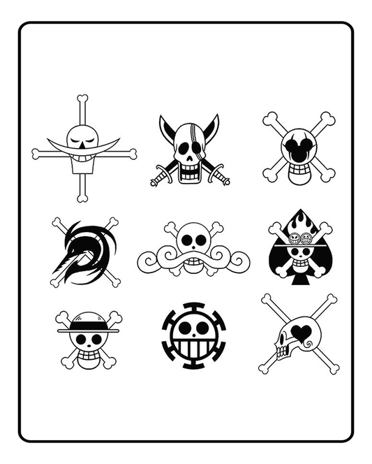 One Piece Jolly Rogers Semi Permanent Tattoo Bundle