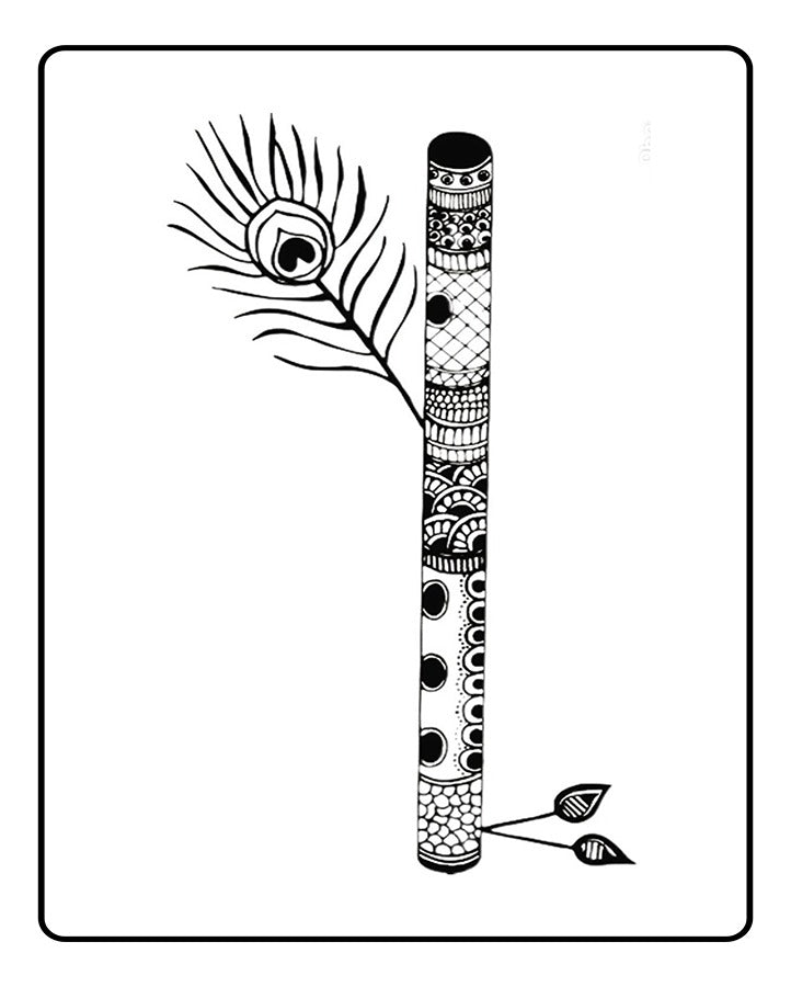 Krishna Flute Semi-Permanent Tattoo