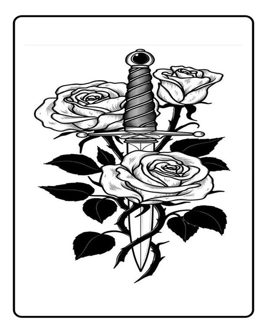 New Rose n Dagger Semi Permanent Tattoo