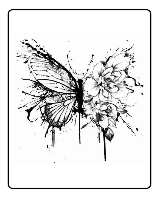 Floral Butterfly Semi Permanent Tattoo