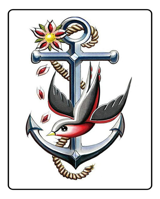 Anchor Bird Temporary Tattoo