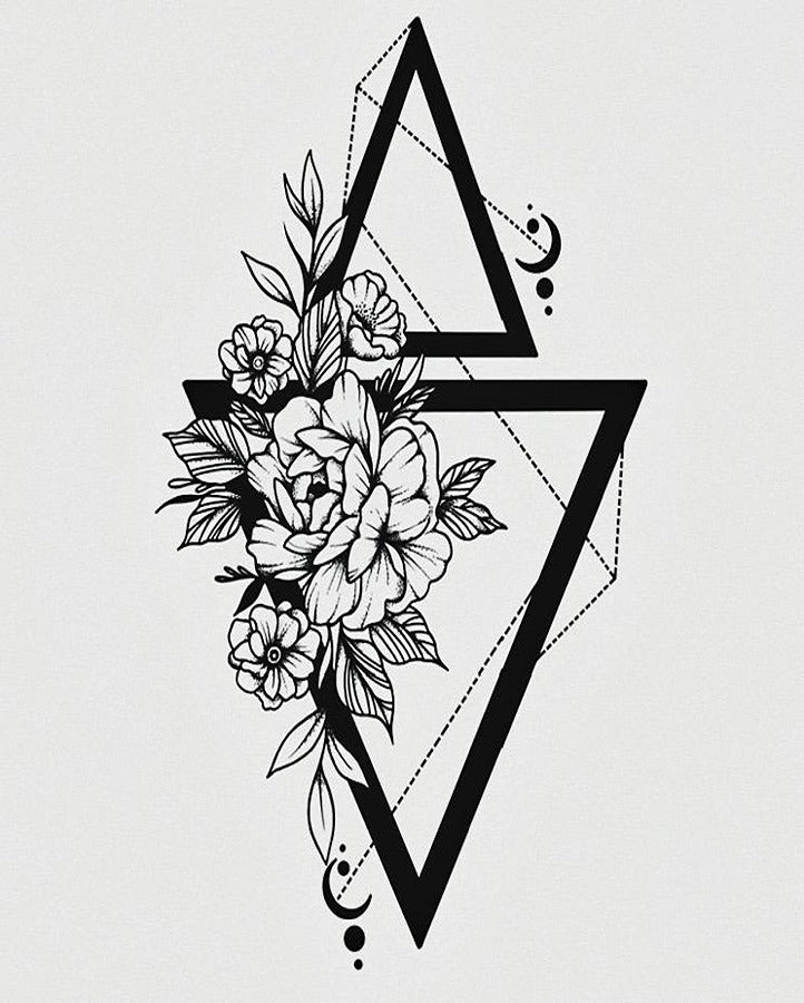 New Geometric Flower Temporary Tattoo