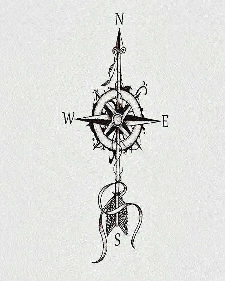 Compass Semi Permanent Tattoo