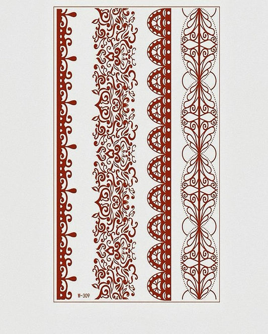 Red Elegant Bands Henna Temporary Tattoo