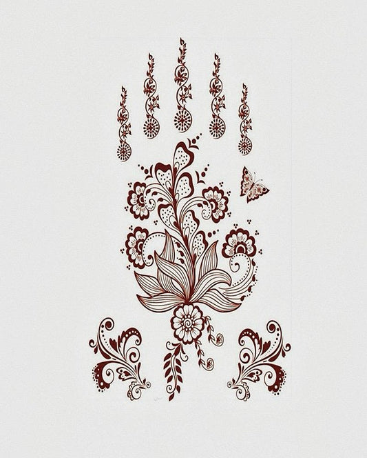 New Floral Red Henna Temporary Tattoo